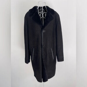 Nig’s exclusive Men's Shearling Coat Jacket Leather/Suede pockets black size S